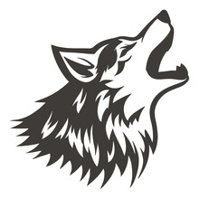 Wolf Howling Logo Design Vector