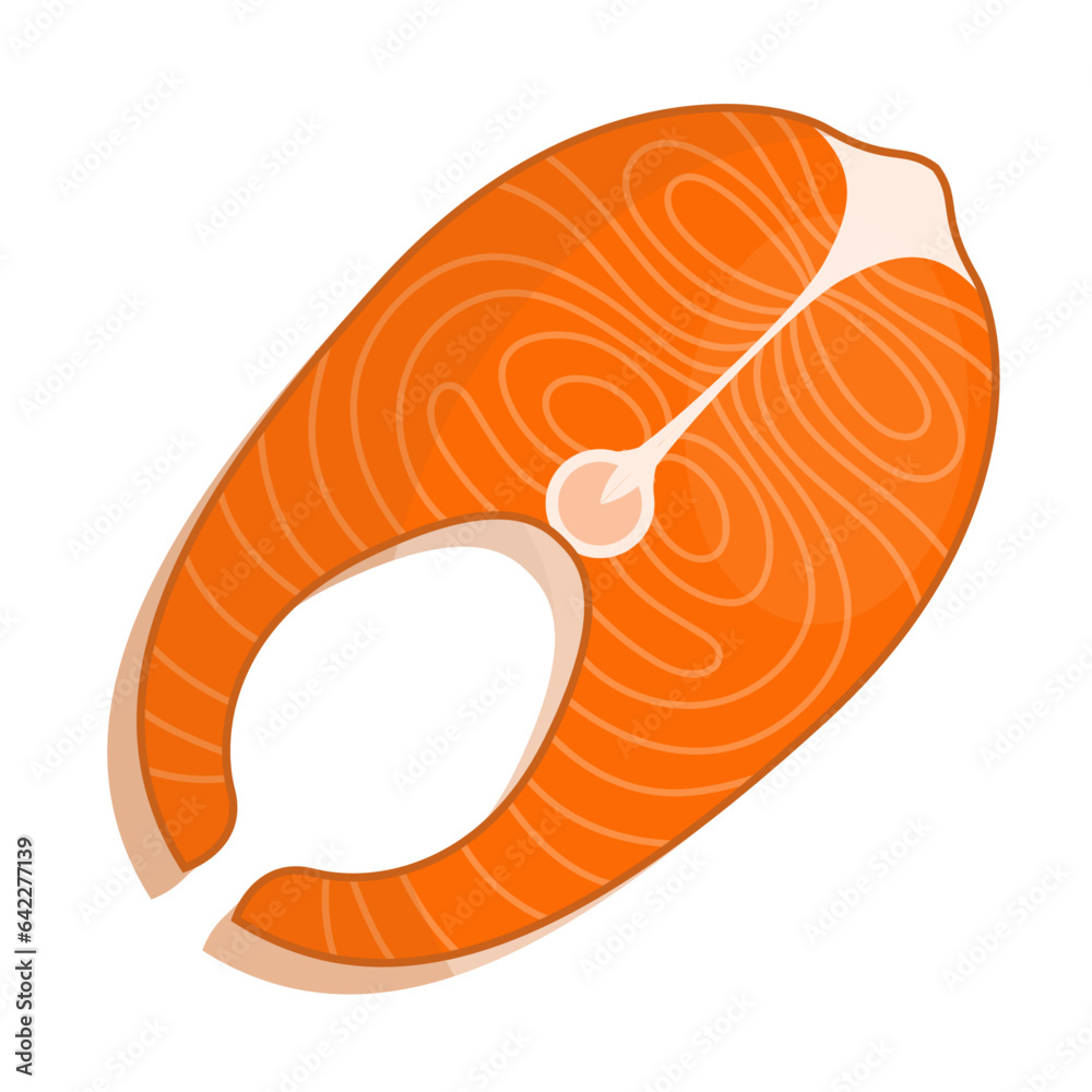 raw salmon steak flat vector illustration logo icon clipart isolated on ...