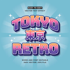 Poster - Tokyo japan y2k streetwear colorful slogan typography editable text effect 3d cartoon template style premium vector. Kanji translation Tokyo