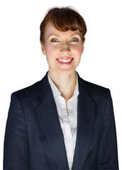 Wall Mural - Digital png photo of smiling caucasian businesswoman on transparent background