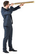 © vectorfusionart - Digital png photo of caucasian businessman looking through telescope on transparent background