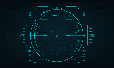 Sticker - HUD sci-fi interface screen view blue on dark design virtual reality futuristic technology display vector