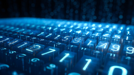 Poster - binary data blue abstract background. information technology concept