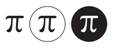 Pi Vector Symbol Set. Greek Letter Pi Icon In Black Color.