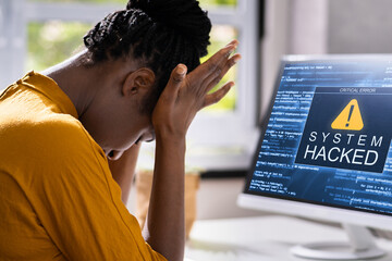 Poster - Computer System Hacked. Virus Software Screen