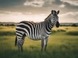 a zebra standing in the middle of a field ai generated