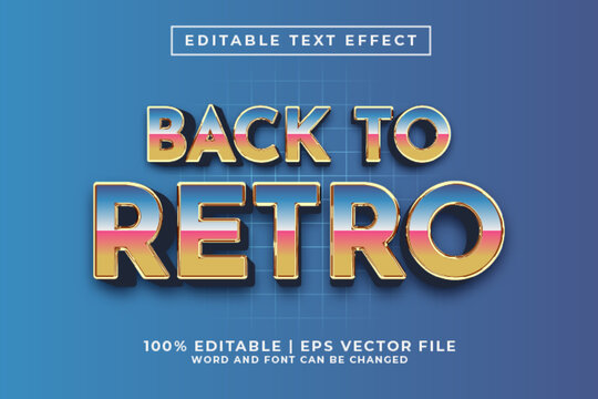 Back To Retro 3d Editable Text Effect Retro 80s Style Premium Vector
