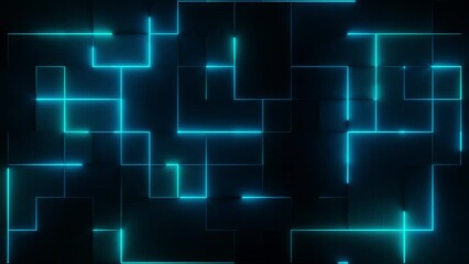 Wall Mural - Abstract Neon glow grid line trail technology background, blue colour, trail light sweep animation. 4k resolution , seamless looped.