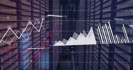 Poster - Animation of multiple graphs moving over data server racks