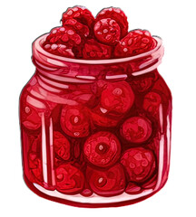 Wall Mural - jar of raspberry jam isolated, generative ai