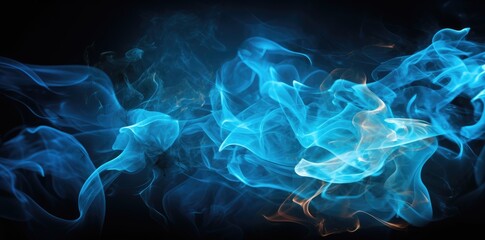 blue smoke or blue fire flame on black background