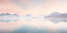 Ripples Of Tranquil Lake With Minimalistic Ripples Spreading Across The Surface. Soft, Pastel Colors.
