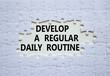 Daily routine symbol. Concept words Develop a regular daily routine on white puzzle. Beautiful white background. Business and Develop a regular daily routine concept. Copy space.