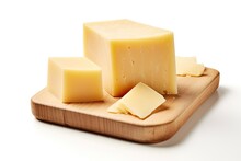 Parmesan Cheese, Parmigiano Reggiano Isolate On White Background. Generative AI