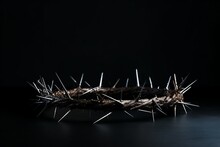 The Crown Of Thorns Of Jesus On Black Background Generative Ai