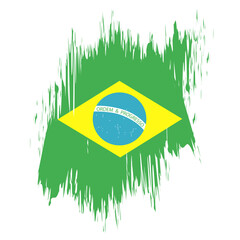 Wall Mural - brush flag brazil transparent background, brazil brush watercolour flag design template element PNG file brazil flag