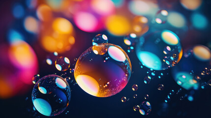 Wall Mural - Close-up colorful bubbles with dark background