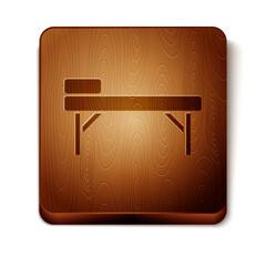 Poster - Brown Massage table icon isolated on white background. Wooden square button. Vector