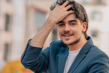 Canvas Print - portrait of urban young man in the street outdoors