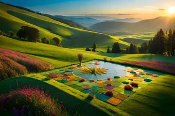 Canvas Print - landscape with mountains