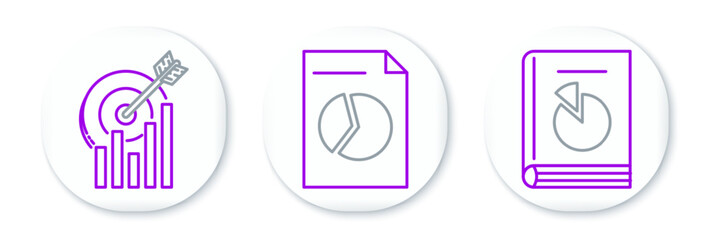 Poster - Set line User manual, Target with graph chart and Document icon. Vector
