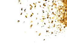 Fun Greeting Background Foil Event Party Gold Festive Isolated Confetti Celebration Gold Festival Golden Isolated Falling Confetti Happy Celebrate Pape Decoration Transparent Falling Holiday Yellow