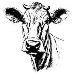 Wall Mural - cow vector animal illustration for design. Sketch tattoo design on white background