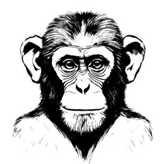 Sticker - monkey vector animal illustration for design. Sketch tattoo design on white background