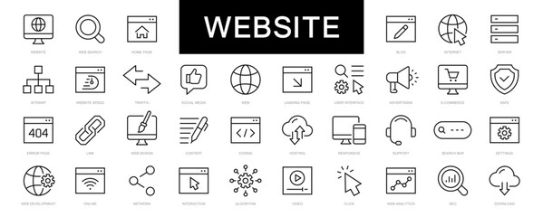 Poster - Website thin line icons set. Website symbol. Web, Search, Homepages icon. Vector