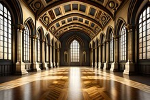 3D Rendering Of A Medieval Great Hall In A Palace Or Castle