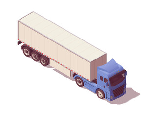 Wall Mural - Isometric logistic semi truck. Truck with semi trailer. Vector illustration