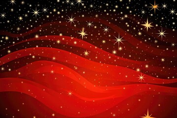 Wall Mural - abstract christmas background with stars and red waves