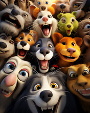 Wefie Various Animal With Smile And Happy Face, Lion, Tiger, Deer, Monkey, Crocodile, Birds, Wolf, Elephant, Bulls, Owl, Lady Bugs, Butterfly, Cat, Hyper Realistic, Beautiful Dreammy Light, Bright Eye