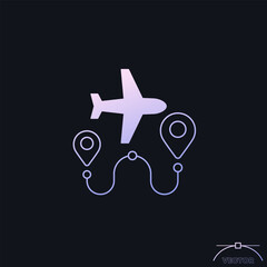 Poster - Flight route icon with an airplane