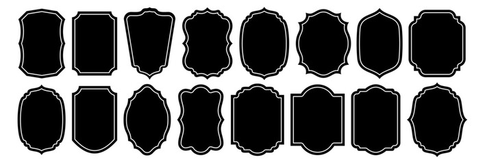 Set of vintage label and badges shape collections. Vector illustration. Black template for patch, insignias, overlay.	