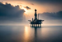 Oil Rig At Sunset