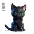 Cat 3d realistic cartoon vector icon, cute kitten