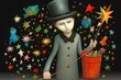 © akkash jpg - spell star grey magic trick black cartoon charme figure white stick funny magician magician magic lovable three-dimensional staff jugg cute entertainment people illusion abstract human hat magician