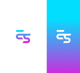 Poster - ES, SE letter logo design template elements. Modern abstract digital alphabet letter logo.