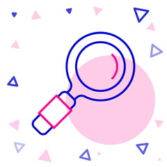 Poster - Line Magnifying glass icon isolated on white background. Search, focus, zoom, business symbol. Colorful outline concept. Vector