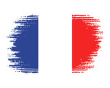 Fototapeta Paryż - brush flag france transparent background, france brush watercolour flag design template element PNG file france flag