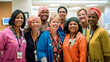 Nursing team and of health care workers posing together in the clinic. Happy group of smiling nurses, Technician and patients in Medical Center hospital hallway. Generative Ai