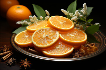Poster - citrus slices from winter recipes, Generative AI technology.