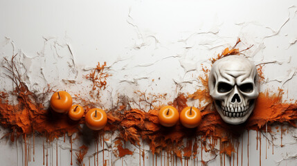 Poster - Halloween spooky with white background top view Sale Banner  Generative AI technology.