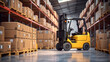 © maniacvector - A forklift operating within a warehouse.