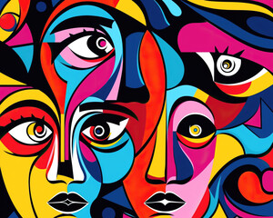 Wall Mural - Abstract surreal art in cubism style.