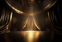 Golden Curtains Stage. Generate Ai