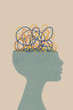© ADDICTIVE STOCK - Illustration of mental health concept of human head thoughts against gray wall