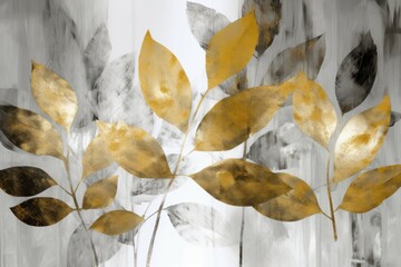 Golden silver leaves. Generate Ai