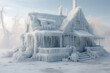 icy house, cold winter, climate change